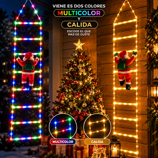 ESCALERA PAPA NOEL LUZ LED CON PANEL SOLAR