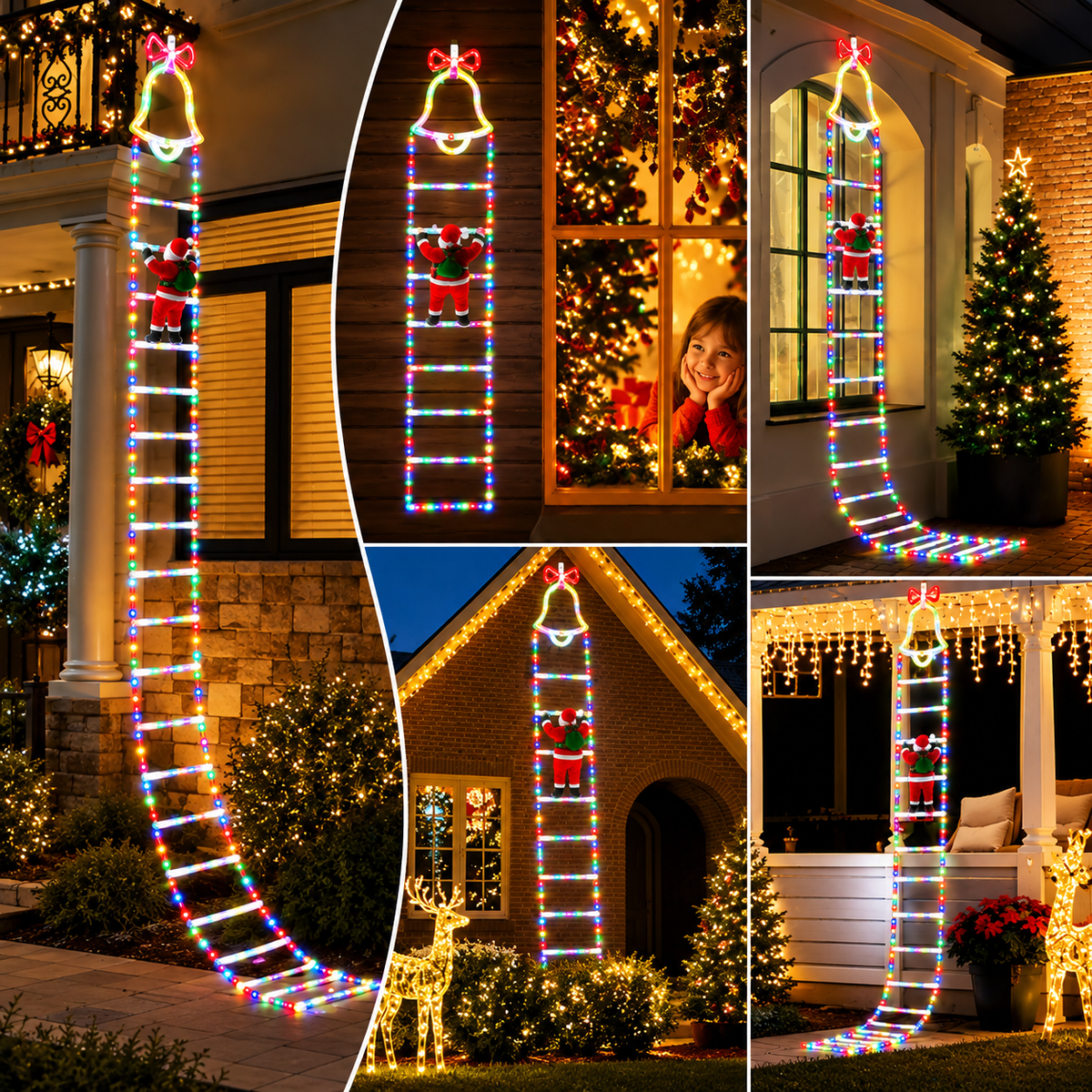 ESCALERA PAPA NOEL LUZ LED CON PANEL SOLAR