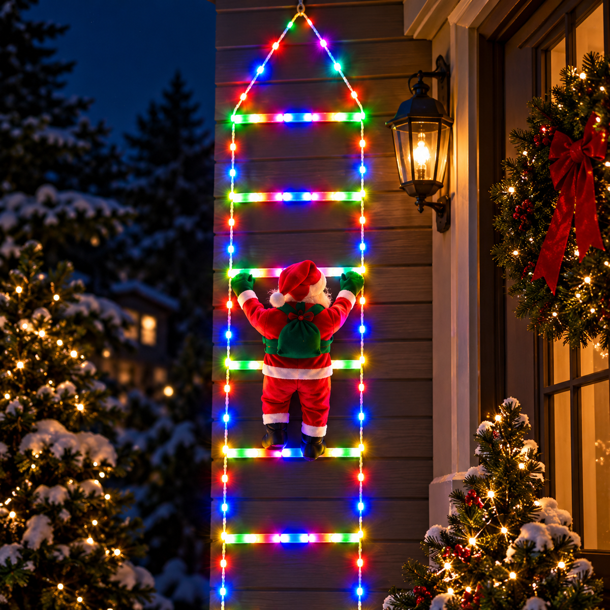 ESCALERA PAPA NOEL LUZ LED CON PANEL SOLAR