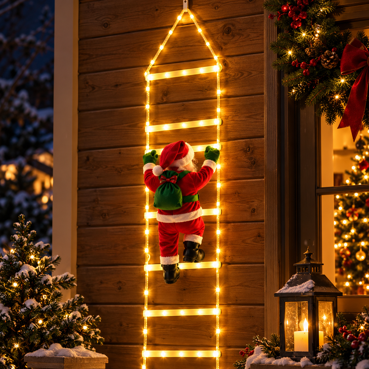 ESCALERA PAPA NOEL LUZ LED CON PANEL SOLAR