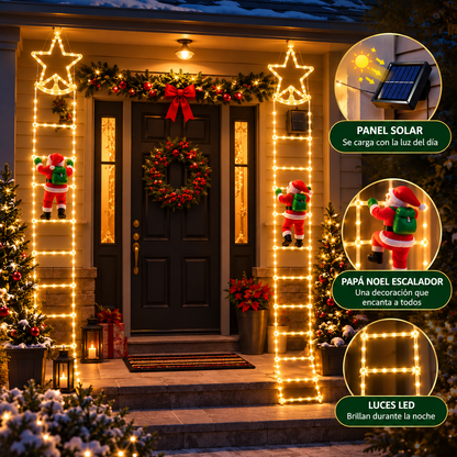 ESCALERA PAPA NOEL LUZ LED CON PANEL SOLAR