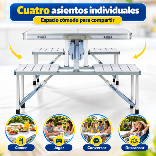 MESA PLEGABLE 5 EN 1 CON 4 ASIENTOS
