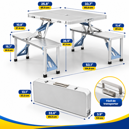 MESA PLEGABLE 5 EN 1 CON 4 ASIENTOS